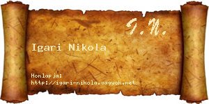 Igari Nikola névjegykártya